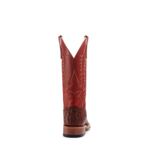 Men's Anderson Bean Rust Lux Hornback Caiman and Red Wide Square - Click Image to Close